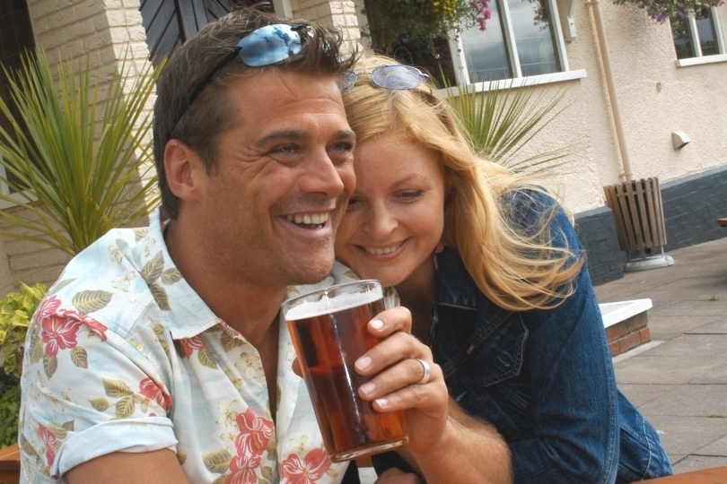 Cask beer outside