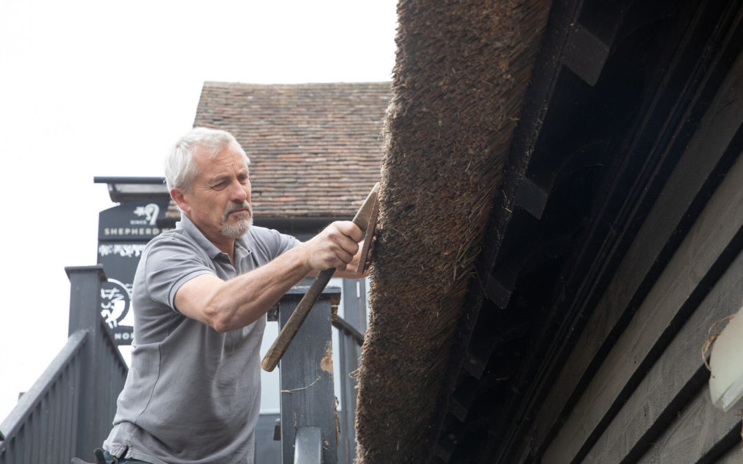 Manor Farm Barn thatch gets refurbishment from craftsman