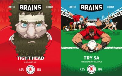 Artwork commissioned for Brains rugby brews