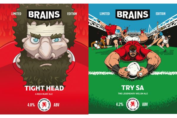 Artwork commissioned for Brains rugby brews