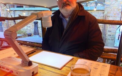 Chris Riddell with beer
