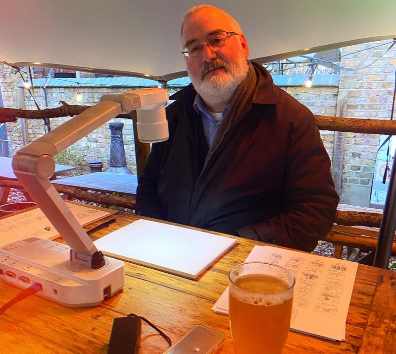 Chris Riddell with beer